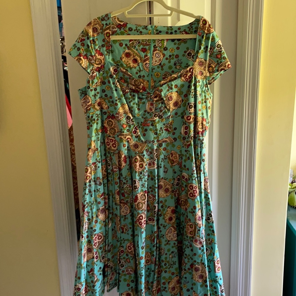 Hell bunny Skull dress 2x teal
